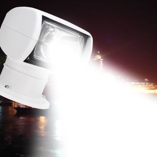 Projecteur Marin 100W 12V – Étanche, Télécommande, Rotation 360°, 2500LM, Pour Yacht, Bateau Et Garde-côtes
