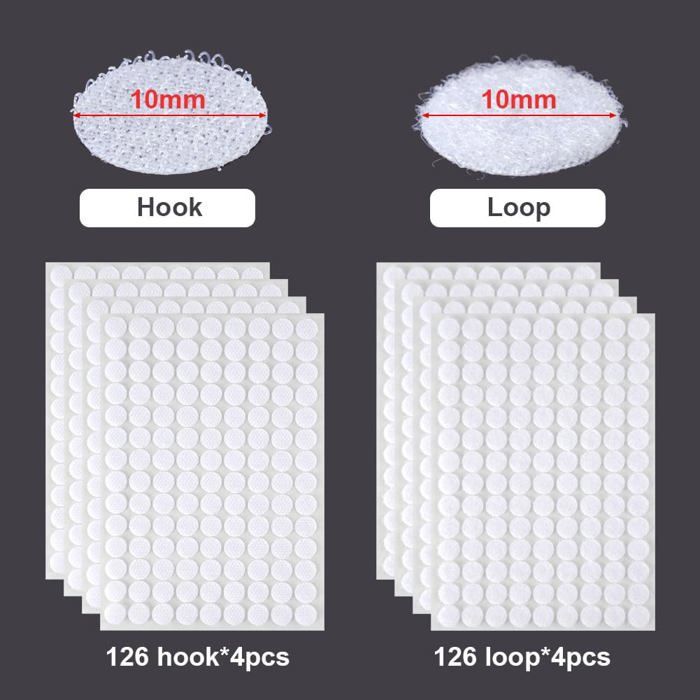 10mm Scratch Example 504 paires Scratch Autocollant Rond,Scratch Autocollant Double Face ...