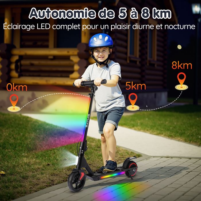 Urbanvoy Trottinette Électrique Enfant 6-12 Ans - 6 Km/h Et 12 Km/h, Autonomie 5-8 Km, Noir