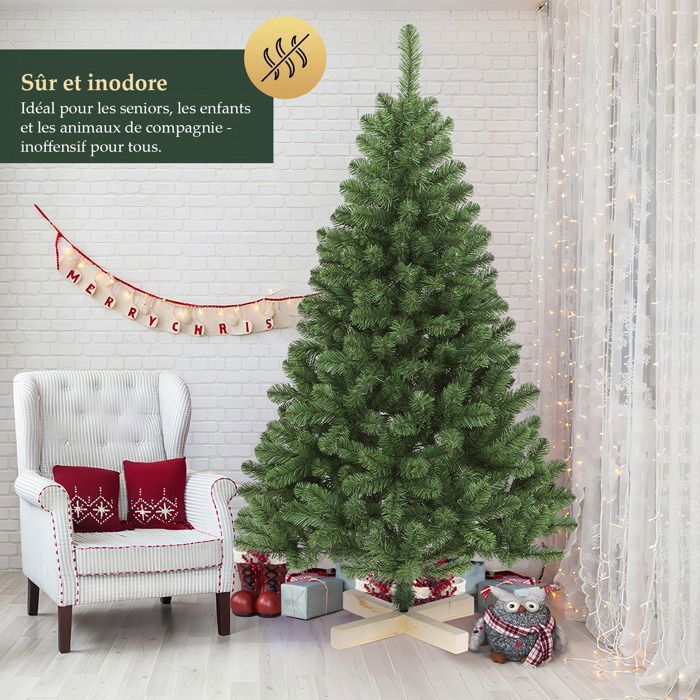 Sapin De Noël Slim LOGAN 210 Cm - 1432 Branches PE+PVC, Ouverture Parapluie, Réaliste - 1