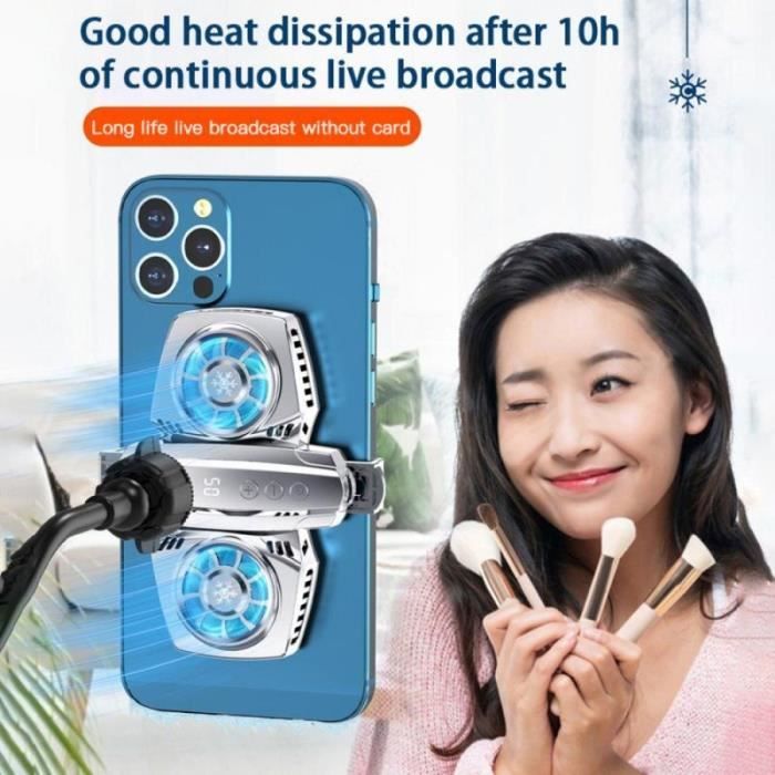 Fesoklaf Refroidisseur Téléphone Portable - Ventilateur 3 Vitesses, LED Température, Pour Jeux Et Streaming