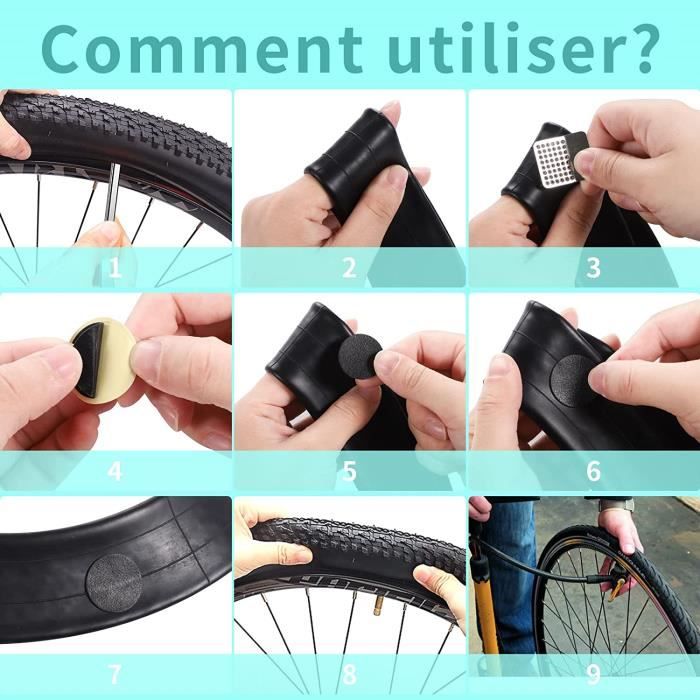 Kit Reparation Pneu Velo 22 Pcs Rustine Velo avec Colle Rond