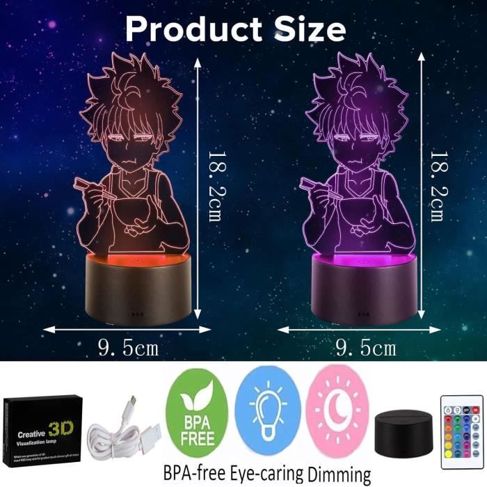 Anime 3D LED Lampe Killua Und Gon - Nachtlicht Mit Touch Steuerung