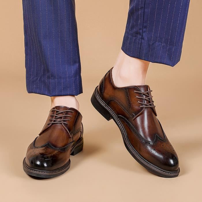 Derbies Habillées pour Homme: L'Homme Élégant Cuir Marron Patiné