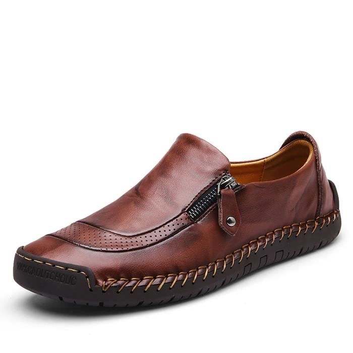 Mocassins Homme Cuir Veritable Jaune Respirants Grande Taille Jaune Cdiscount Chaussures