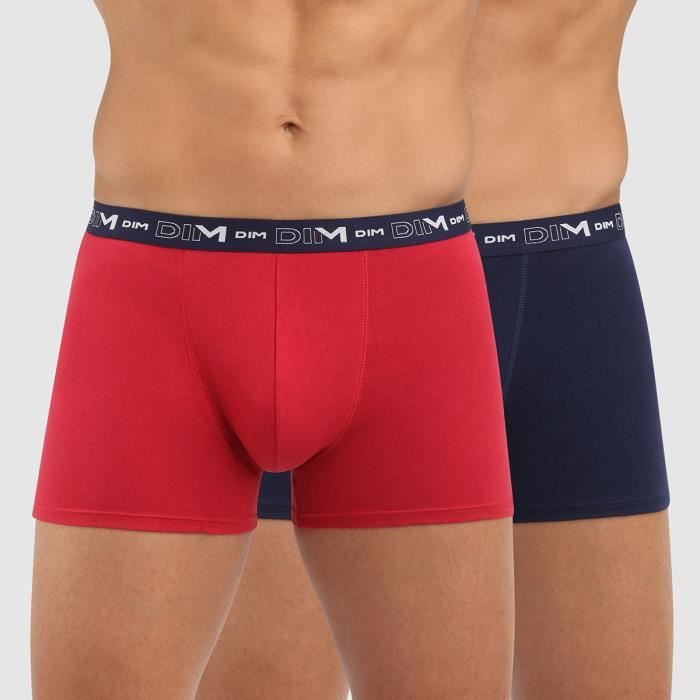 Boxers Homme DIM Coton Stretch Lot de Bl/rg Violet Bl/rg