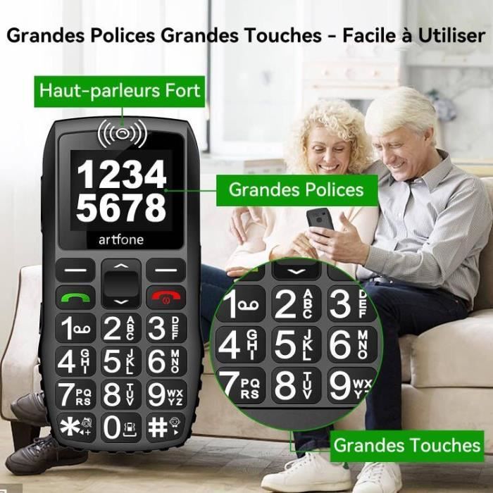 Téléphone Senior Portable Grandes Touches Bouton SOS - Téléphones & Objets connectés