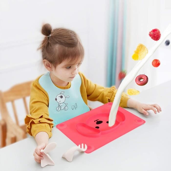Plateau à Manger en Silicone pour Bébés - Chiot - Rouge - Ventouse ...