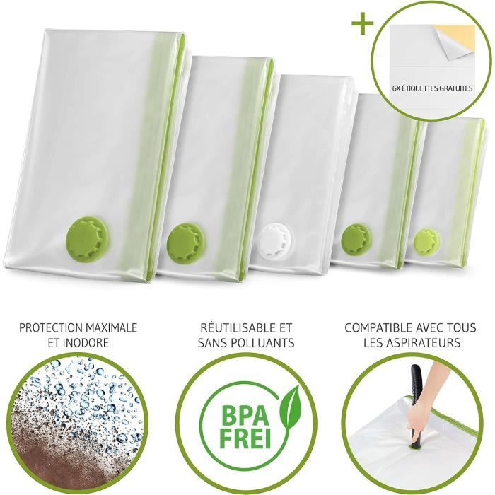 6x Sac de rangement sous vide Housse Aspiration Compression