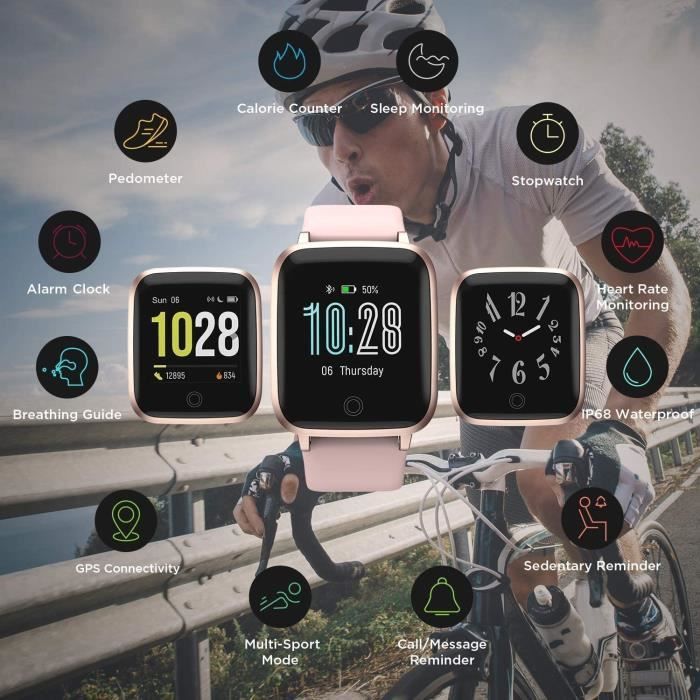 Montre Connectée Femmes,Montre Intelligente GPS de Running Homme