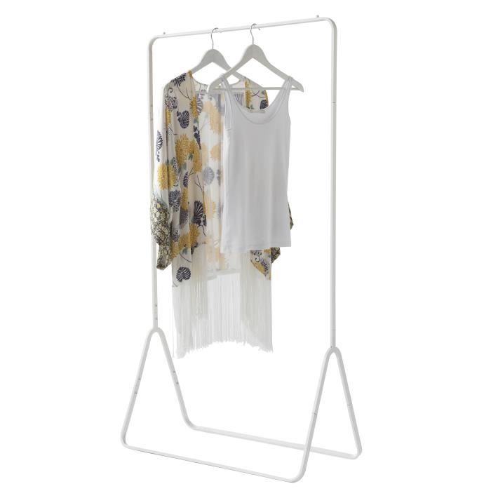 Portant Vêtements Fyn - Acier Laqué Noir - Design Scandinave - Dimensions 80 X 41 X H.147 Cm