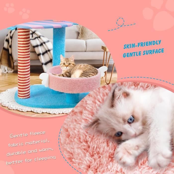 Arbre à Chat Happi N Pets Cloud - 3 Niveaux, 80 Cm - Avec Griffoirs Sisal, Perchoir, Coussins Lavables - Jouet Suspendu Inclus