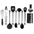 🌟9 pièces cuisine Silicone cuillère de cuisson spatule louche batteurs d'oeufs ustensiles de vaisselle ensemble outils de cuisine-3