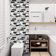 10 pièces Sticker mural autocollant PVC 3D cuisine chambre salle de bain papier peint étanche Marbrure grain de bois 1-3