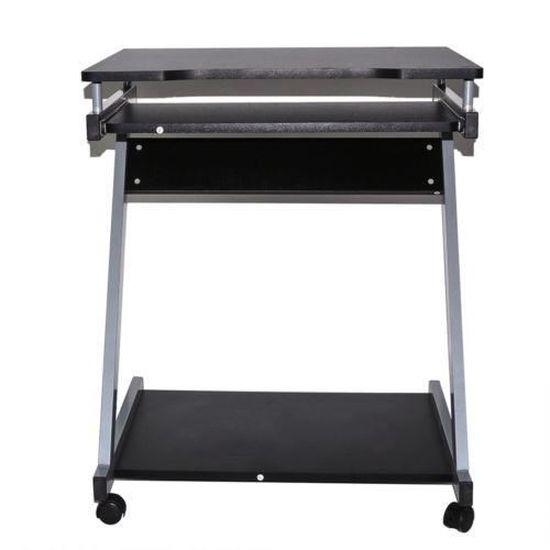 Noir Yaheetech Bureau Informatique Roulant Bureau Dordinateur Meuble De Bureau Pour Ordinateur Avec Support Clavier Coulissant Etageres A Cd 80 X 60 X 100 Cm Isita Com Mx