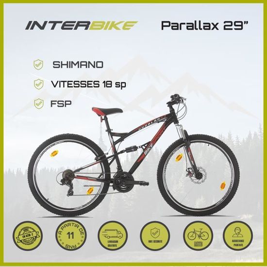 VTT BIKESPORT PARALAX 29 x480 F.DISC 21 Vitesses Cadre en Acier Noir