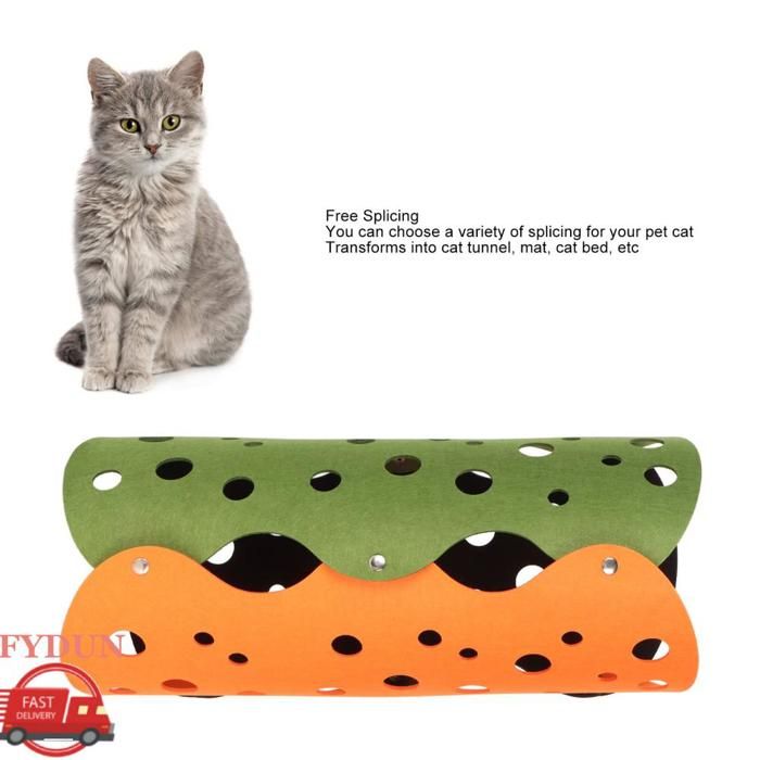 Tunnel Pour Chat 3 Voies - Jouet Interactif Pliable, Stimulation, Exercice, Pour Chaton, Chiot, Furet (65x65x25 Cm)