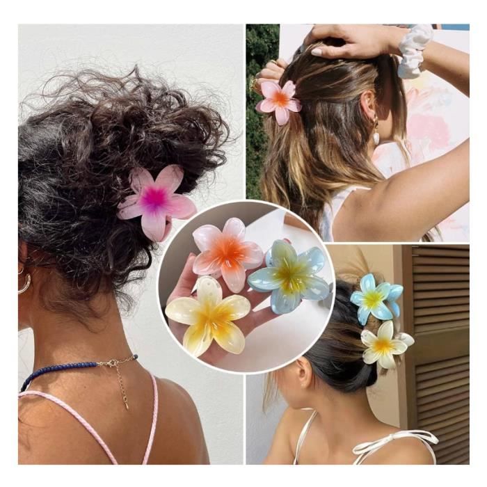Lot De 6 Pinces à Cheveux En Forme De Fleur Acrylique - Pour Cheveux épais Ou Fins
