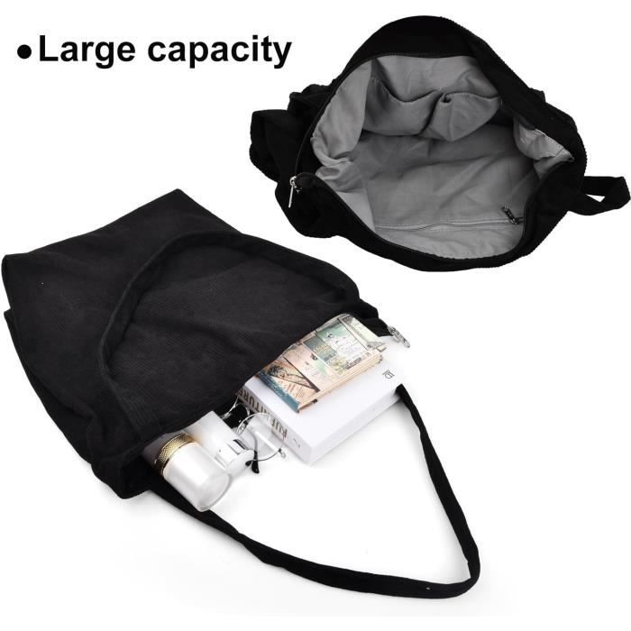 LHMTQVK Sacs Fourre-tout En Velours Côtelé Pour Femme, Grande