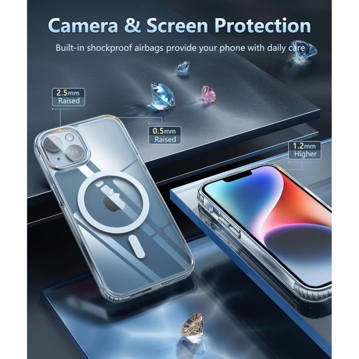Coque Céramique Pour IPhone 12 13 14 - Protecteur écran Et Caméra, Transparente, Générique, Neuf
