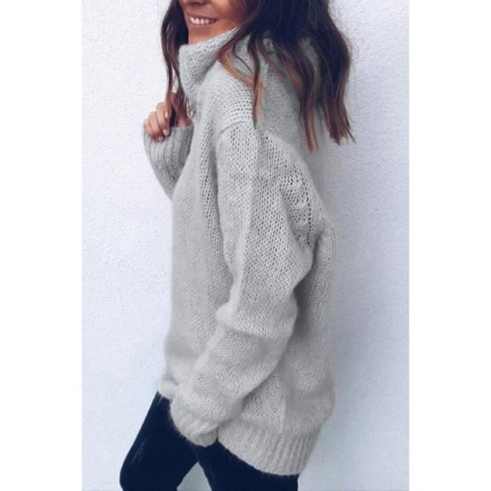 PULL Zogaa 2019 nouvelle robe d hiver surdimensionne pull col roule vetements femmes femmes pull de grande taille 5Xl Type Black Blanc Cdiscount Pret a Porter