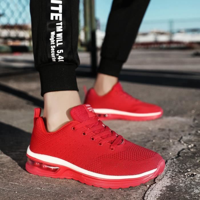 Baskets décontractées pour hommes grande taille rouges à lacets