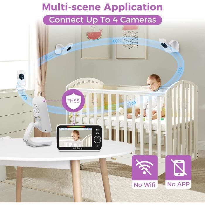 HelloBaby Babyphone Caméra Moniteur vidéo pour bébé avec caméra et Audio,  12,7 cm (5 ) écran LCD Couleur Caméra de Vision Noctu26 - Cdiscount  Puériculture & Eveil bébé