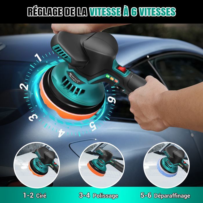 Polisseuse De Voiture Sans Fil 12V - Batterie 10000mAh, 800W, Idéale Pour Cirage Rapide