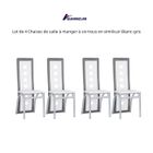 QUIIENCLEE Lot de 4 Chaises de salle à manger à six trous en similicuir Blanc-gris 42,5 x 42 x 101,5 cm