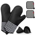 TEHIYOL Gants de Four et Manique Silicone,Résistant Chaleur Antidérapant Gants Cuisine Coton Doublure pour