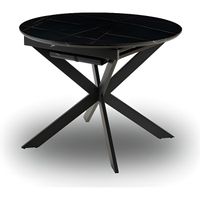 SOKA - Table à manger ronde extensible effet marbre noir