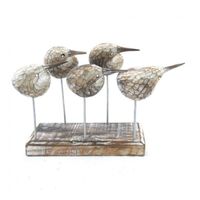 Oiseaux / Mouettes en bois patiné - Décoration marine à poser-beige Beige