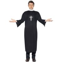 Déguisement prêtre homme - Taille M/L - Robe noire avec col blanc