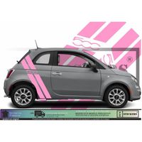 Fiat 500  - ROSE -Doubles  Bandes latérales complet  500 signature    - Tuning Sticker Autocollant Graphic Decals