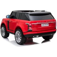 Range Rover électrique, rouge, double siège en cuir, écran LCD avec entrée USB, 4x4 lecteurs, 2x batterie 12V7Ah, roues EVA, essieux