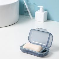 Fafeicy Porte-boîte à savon Porte-savon de voyage élégant, léger, polyvalent, Portable, avec couvercle, linge distributeur Bleu