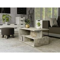 SIENNE - Table basse - Style industriel - Imitation béton -90x51x43 cm - Table à café