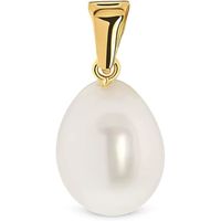 Miore Bijoux pour Femmes Pendentif Perle d'eau douce blanche 8 mm Pendentif en Or Jaune 18 Carats / 750 Or