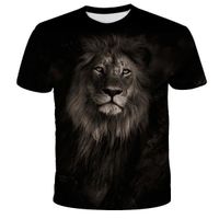 tee shirts imprimé en 3D,T-shirt à manches courtes imprimé 3D homme lion personnalisé été hip-hop col rond haut décontracté