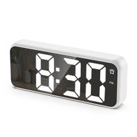 Réveil numérique, horloge LED, affichage de la température, grand écran 6in, luminosité réglable, 12/24H - Blanc