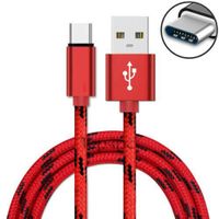 Câble Chargeur USB-C Renforcé Design Nylon Tressé Charge et Synchro Data Xiaomi, Samsung, Honor, Oppo, Universel, Type-C Rouge 2m