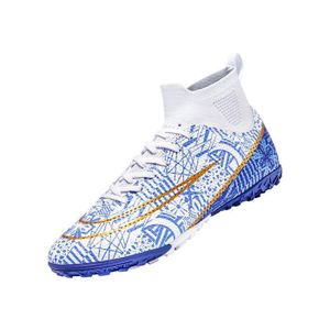 Chaussures de Football Turf - VTASQ - Blanc-Bleu - Taille 46 - Semelle Antidérapante