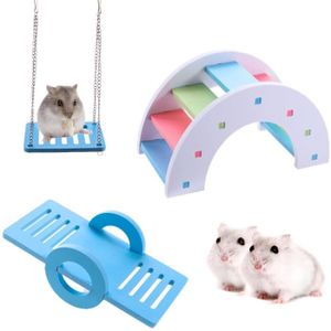 Pink Pink 5 Pcs Kit de Jouets pour Hamster Maison de Hamster Pont Arc-en-Ciel Balançoire Suspendue pour Animaux Échelle de Hamster Balançoire Jouets de Fitness d'exercice pour Petits Animaux 