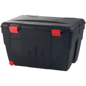 BOITE A OUTILS EDA Malle de rangement Trafic avec couvercle + 2 roulettes - 110 L - Noir et rouge