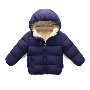 PARKA Hiver Coton vêtement parka Enfants épaissie manteau veste Trench coat jacket avec capuche blouse bleu