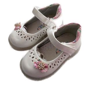 BABIES Chaussures Babies Cuir Blanc Ivoire Verni Fille - Fleur du 21 au 26