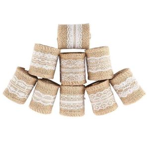 Tinksky bandes en tissu dameublement toile de Jute avec dentelle pour le cadeau dartisanat projets de bricolage 200/ x 5/ cm /à
