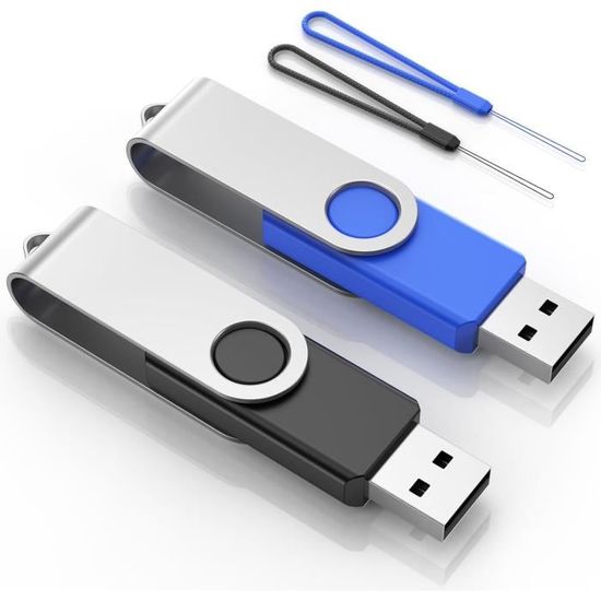 Kepmem Clé USB 2.0 Rotatif, Lot de 10 1Go/2Go/4Go/8Go/16Go Multicolore