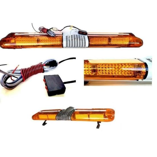 12V LED Barre Lumineuse Orange Flash Clignotant De Secours Stroboscope Camion Auto 1200mm 