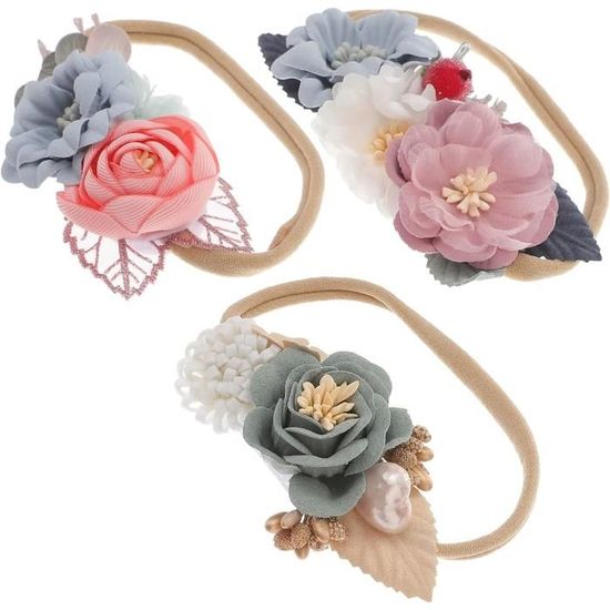 Bandeaux Bébé Fille - Lot De 3 - Nylon Doux - Arc Et Volant - Pour 3 Mois à 6 Ans